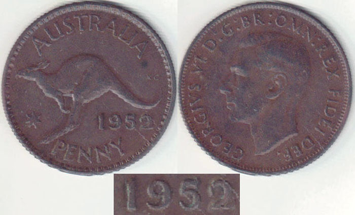 1952 Australia Penny (doubled date) A003440